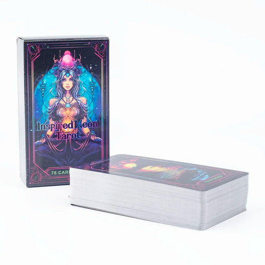 Inspired Neon Tarot Cards – 78-Card Divination Deck (10.3 × 6 cm)