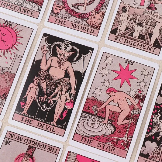 Pink Rider Waite Tarot Cards Deck Set – Beginner-Friendly Fortune Telling Game