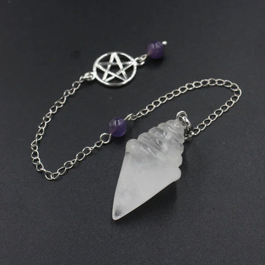Stupa Crystal Pendant Pendulum – Cone-Shaped Natural Gemstone for Divination & Healing