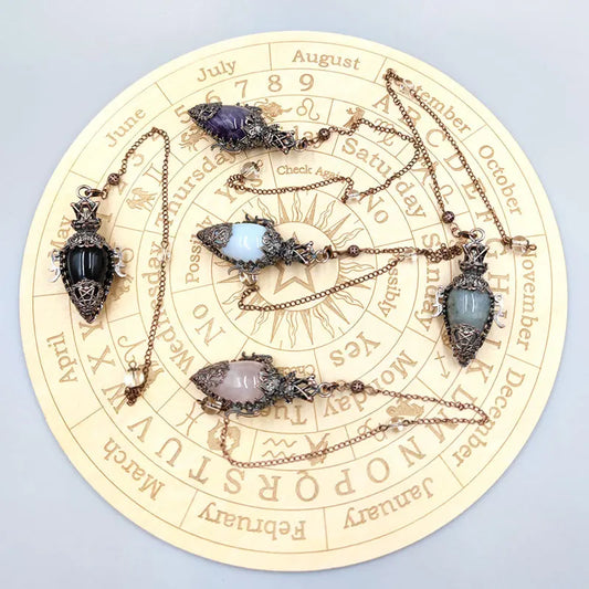 Healing Natural Stone Crystal Pendulums – Black Obsidian &amp; Quartz for Divination and Spiritual Dowsing