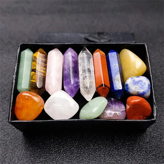 14pcs Pointed Quartz Crystal Set