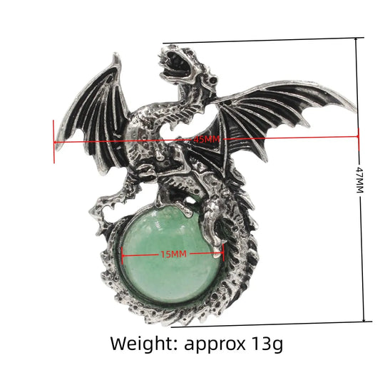 Chinese Dragon with Wings Gemstone Pendant Necklace – 45CM Black Cord Chakra Crystal Jewelry for Men and Women