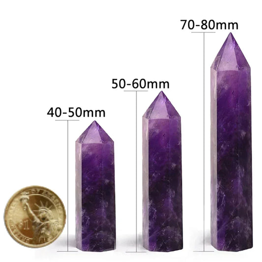 Natural Stone Crystal Point Wand – Rose Quartz & Amethyst for Witchcraft, Decor & Healing